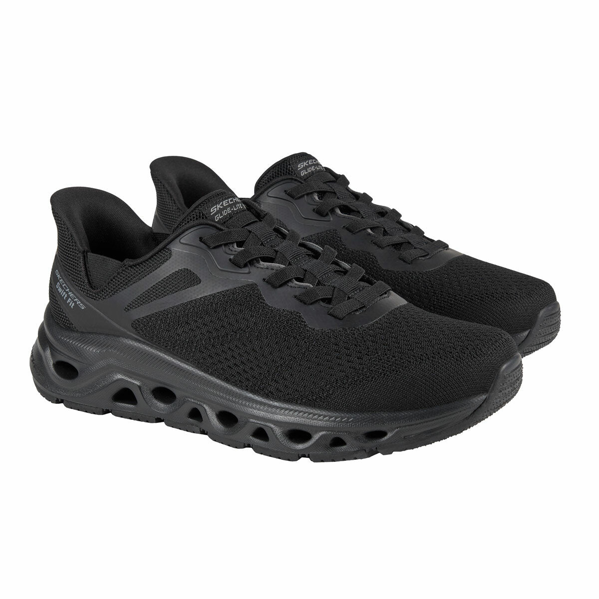 Skechers Mens Glide Step Swift Fit Slip On Trainer Shoe Black Navy Size 7-12
