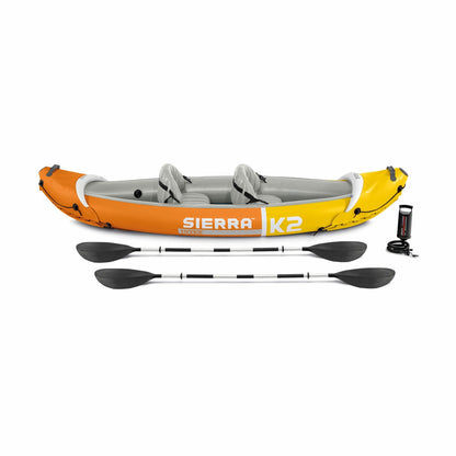 Intex Sierra K2 2 Person Inflatable Kayak Set Paddles Pump Carry Bag