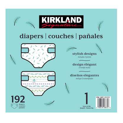 Kirkland Signature Size 1 Baby Nappies 192 Pack Hypoallergenic Soft Absorbent
