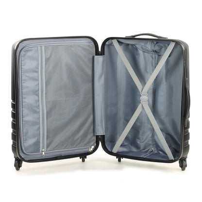 Rock Byron 3 Piece Hardside Luggage Set ABS Spinner TSA Lock Black Suitcases