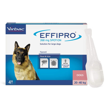 Effipro Spot-On Flea Tick Treatment Large Dogs 20-40kg 268mg Fipronil 12 Pack