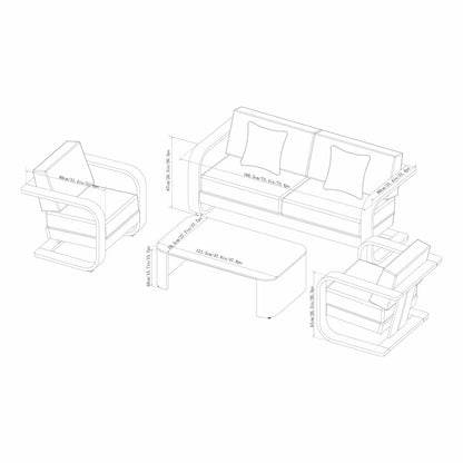 SunVilla Gibson 4PC Deep Seating Set Aluminium Sunbrella Grey Garden Sofa