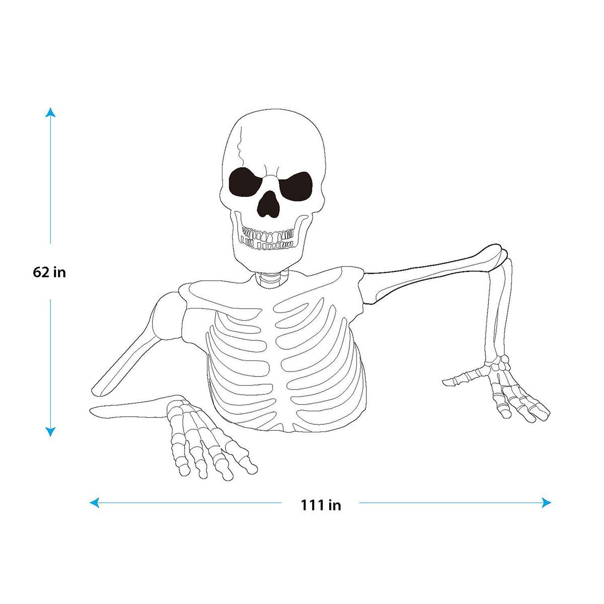 Halloween 5ft Giant Ground Breaking Skeleton LED Light Sound Motion Activated