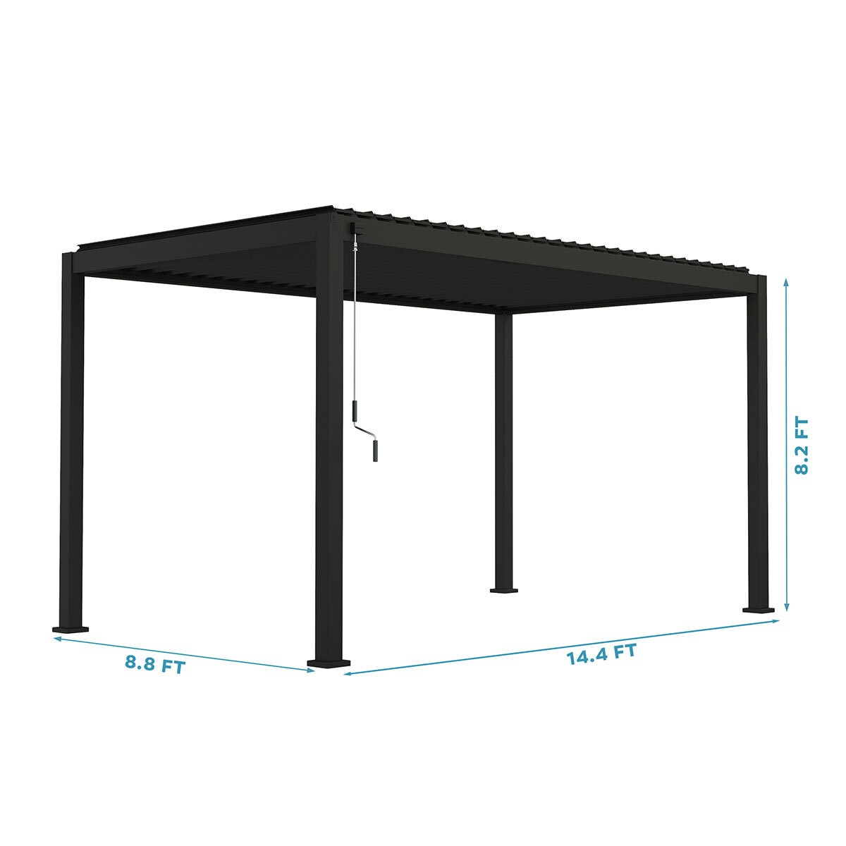Mirador Louvered Aluminium Pergola Anthracite Adjustable Louvres 2.7m x 4.4m