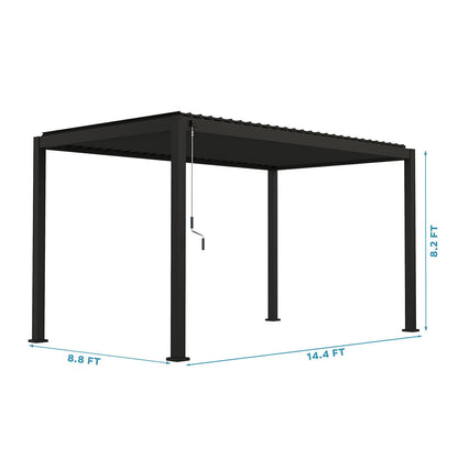 Mirador Louvered Aluminium Pergola Anthracite Adjustable Louvres 2.7m x 4.4m