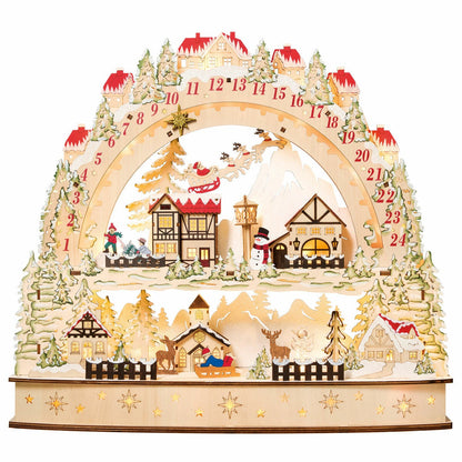 Wooden LED Advent Calendar Christmas Decoration Freestanding Jingle Bell