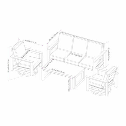 SunVilla Royce 4 Piece Deep Seating Garden Set Aluminium Sunbrella Beige