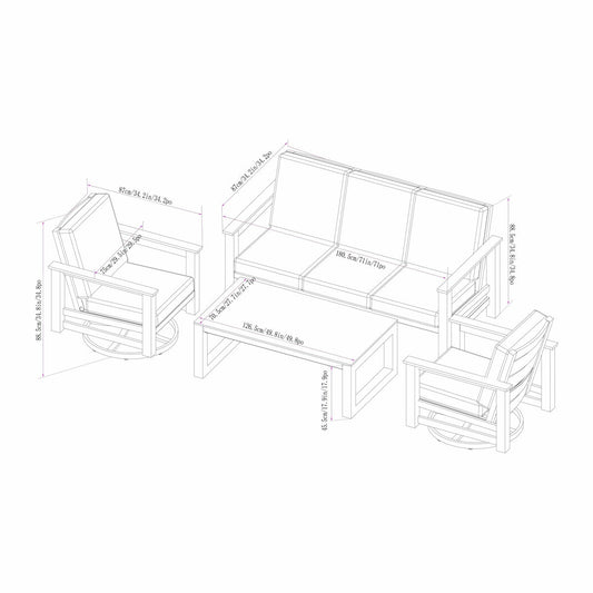 SunVilla Royce 4 Piece Deep Seating Garden Set Aluminium Sunbrella Beige
