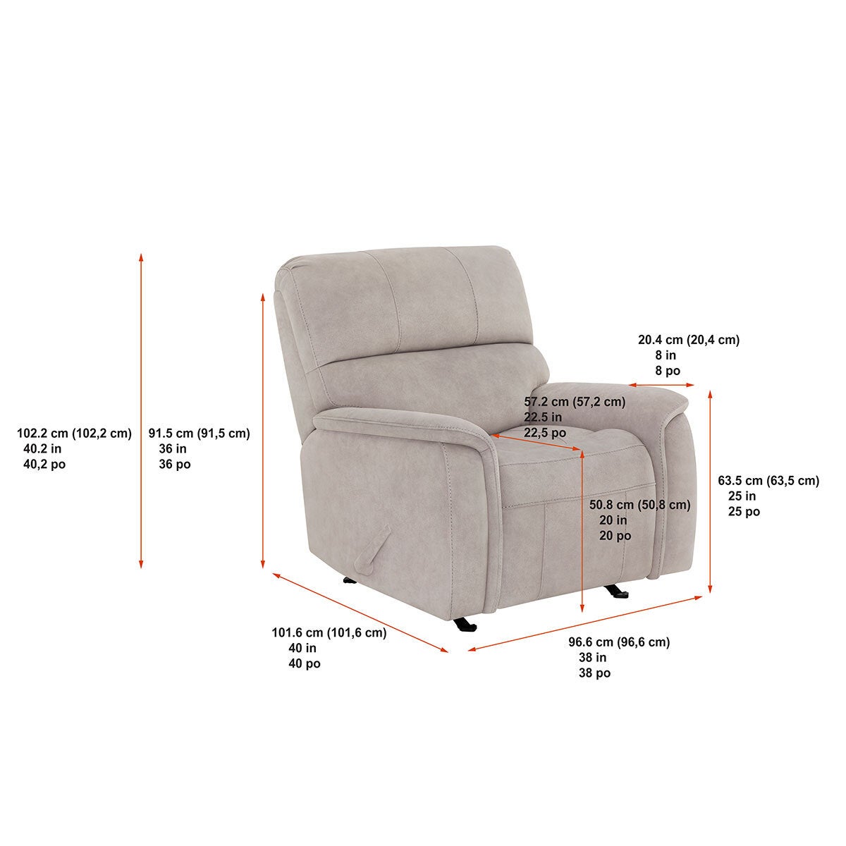 True Innovations Hayden Beige Fabric Manual Recliner Armchair Rocker Chair