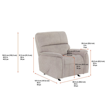 True Innovations Hayden Beige Fabric Manual Recliner Armchair Rocker Chair