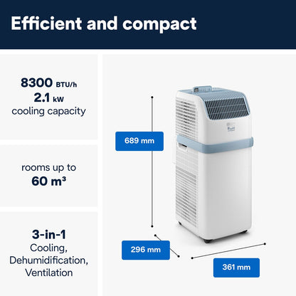 De'Longhi Pinguino Portable Air Conditioner 8300 BTU ES72 Remote 2.1kW White