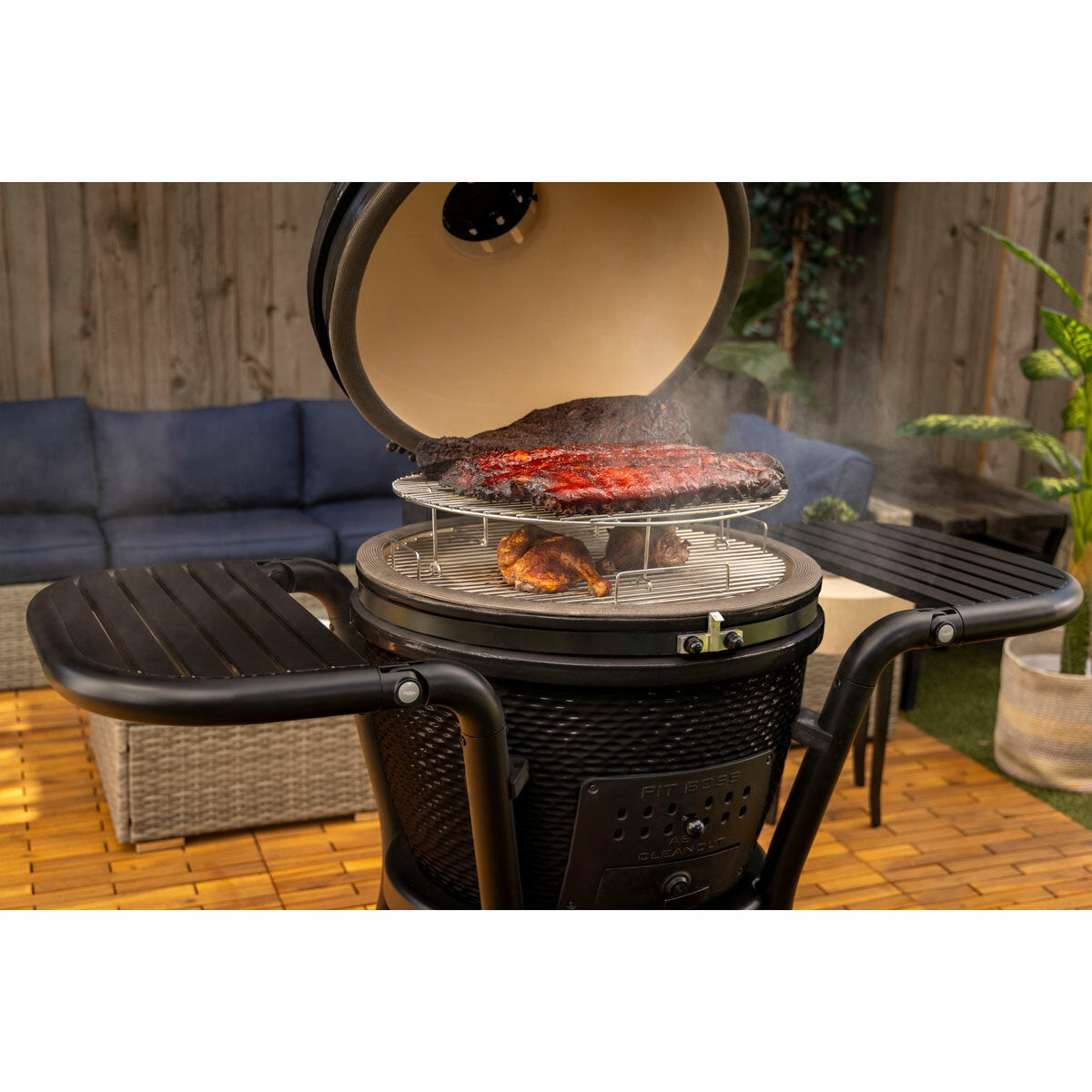 Pit Boss 24" Ceramic Kamado Charcoal BBQ Barbecue Grill 662sq in Cover Black