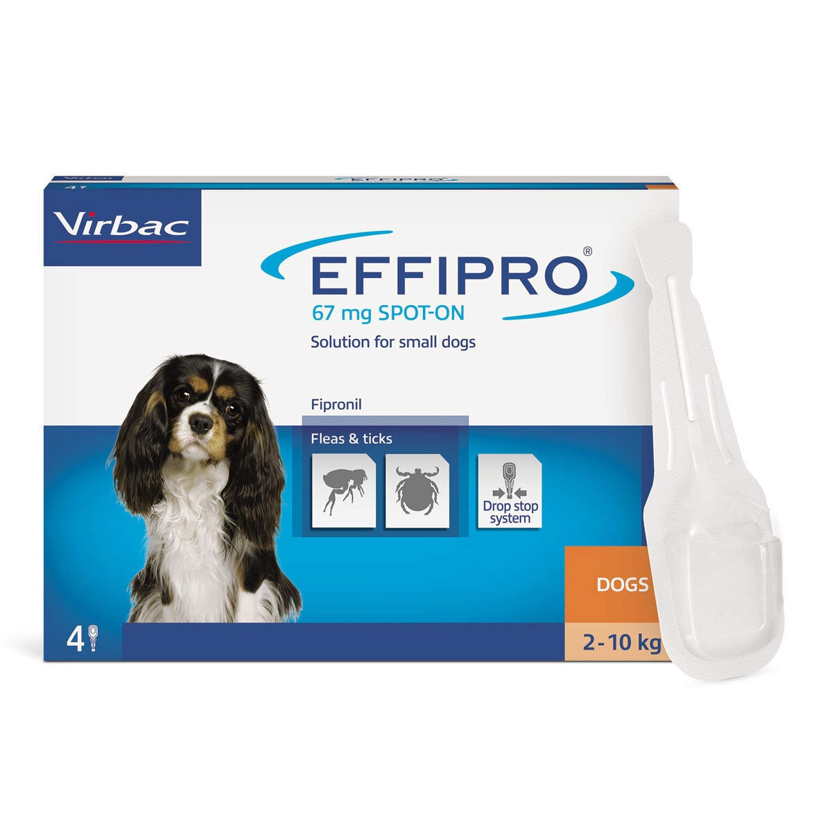 Effipro Spot-On Flea Tick Treatment Small Dogs 2-10kg 67mg Fipronil 12 Pack