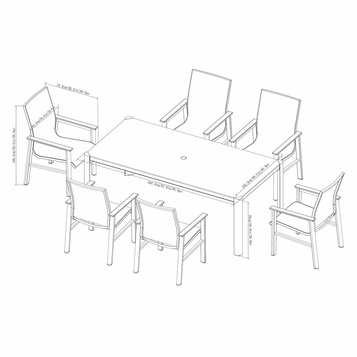 SunVilla Palermo 7 Piece Sling Dining Set Aluminium Garden Grey With Cover