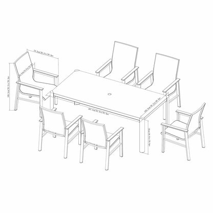 SunVilla Palermo 7 Piece Sling Dining Set Aluminium Garden Grey With Cover