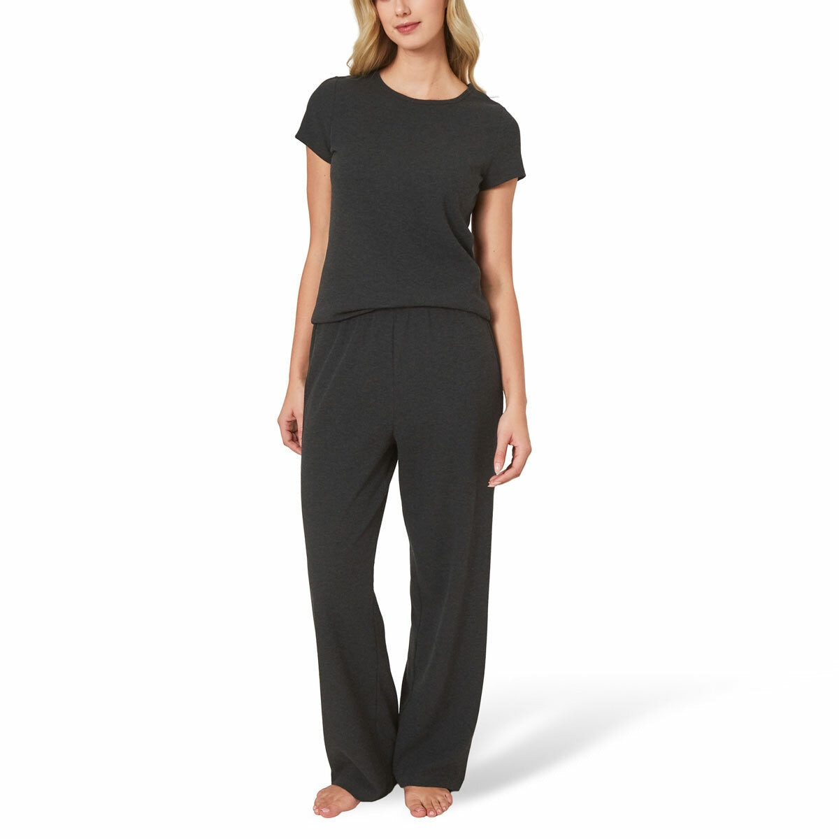 Well+Home Ladies 3 Piece Waffle Knit Lounge Set Loungewear grey Medium
