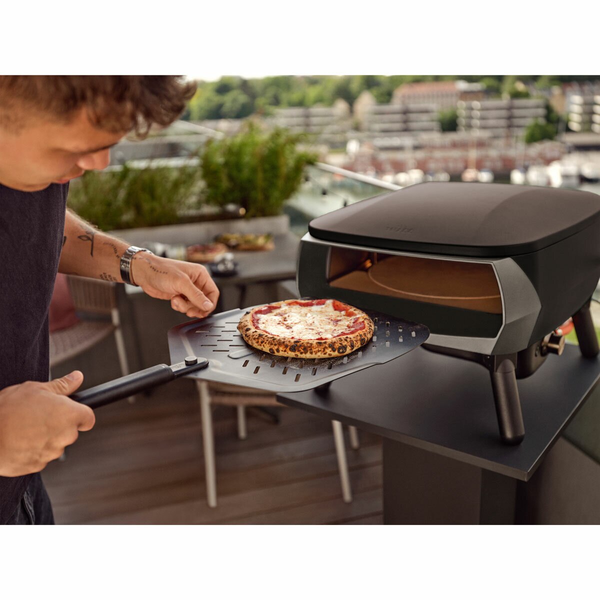 Witt Piccolo Rotante Gas Outdoor Pizza Oven 13" 500°C 5 Piece Bundle Black