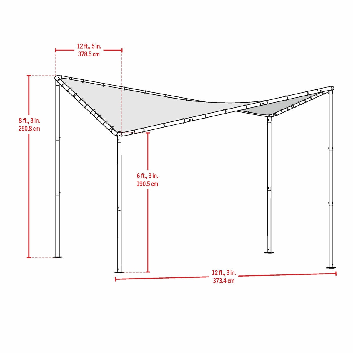 Sojag Del Ray 12x12ft Garden Gazebo Grey Steel UV Water Resistant Canopy