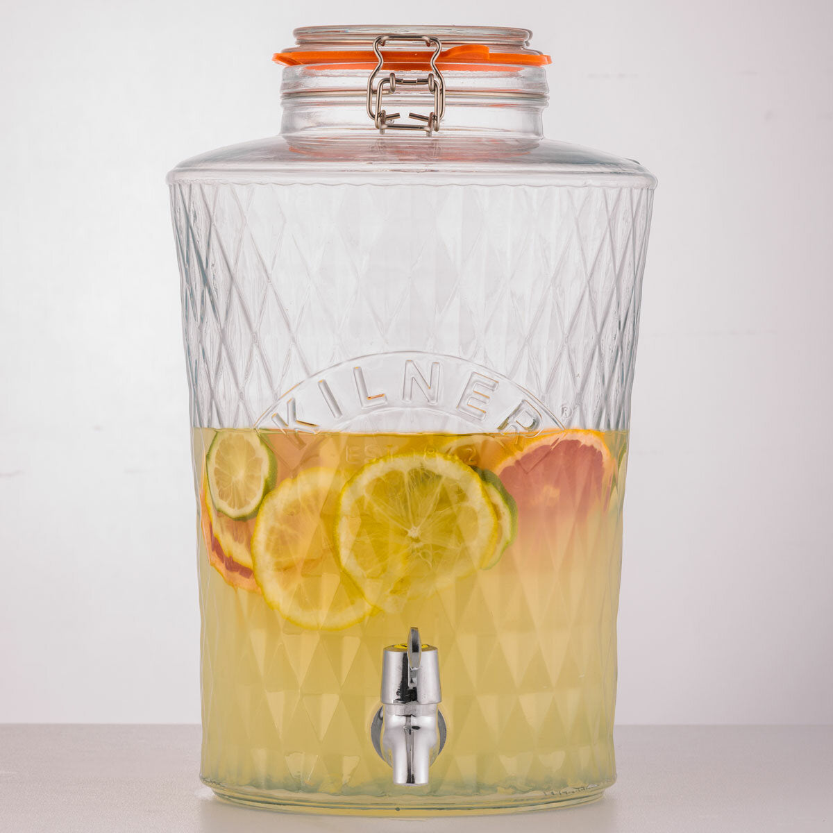 Kilner Diamond Glass Drinks Dispenser 8 Litre BPA Free Vintage Drip Free Tap