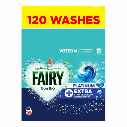 Fairy Platinum+ Non Bio Laundry Pods Capsules 120 Wash Extra Stain Removal