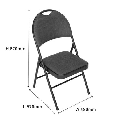 Star Elite High Back Padded Fabric Folding Chairs Grey 4 Pack Dining Event