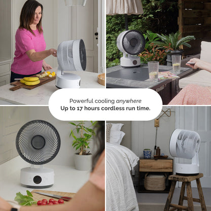 Meaco Sefte 8" Rechargeable Desktop Air Circulator Fan Cordless 12 Speed White
