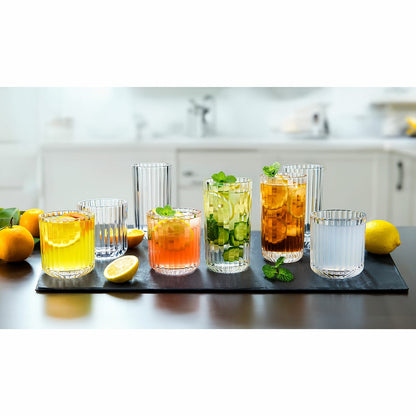 King Crystal Lotus Glassware Drinkware Set 16pc Highball Tumbler Blue 405ml