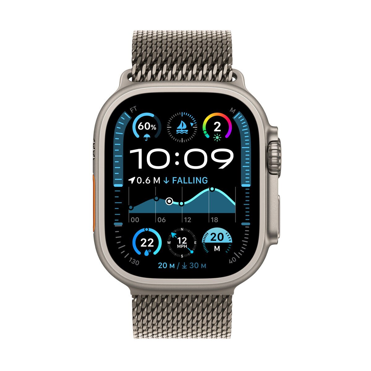 Apple Watch Ultra 2 GPS Cellular 49mm Titanium Milanese Loop Band Smartwatch