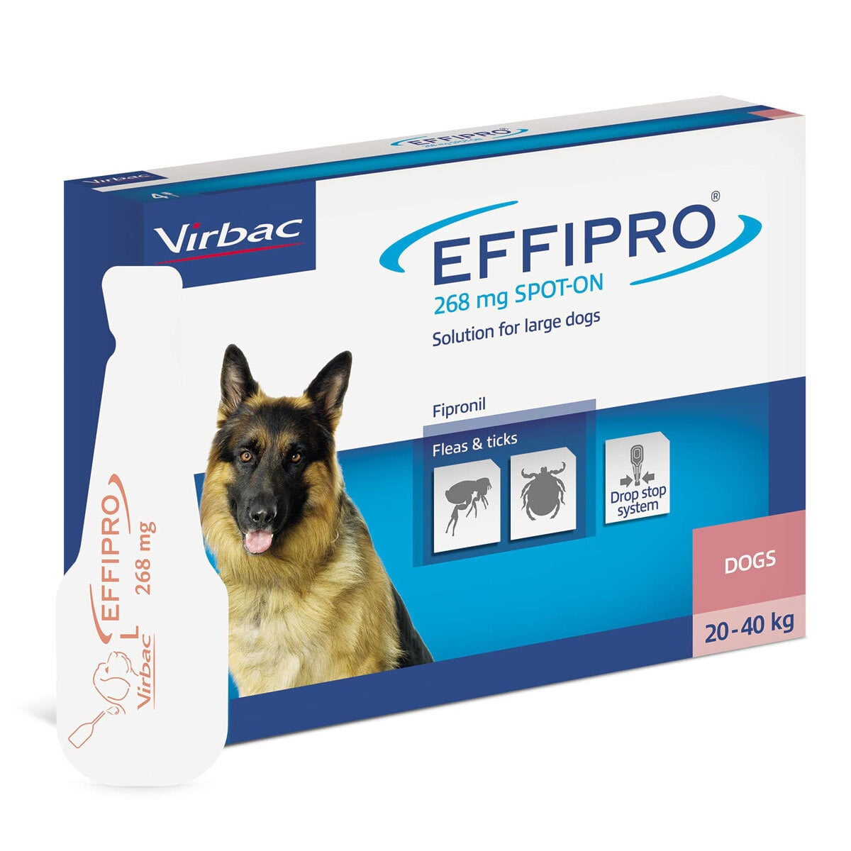 Effipro Spot-On Flea Tick Treatment Large Dogs 20-40kg 268mg Fipronil 12 Pack