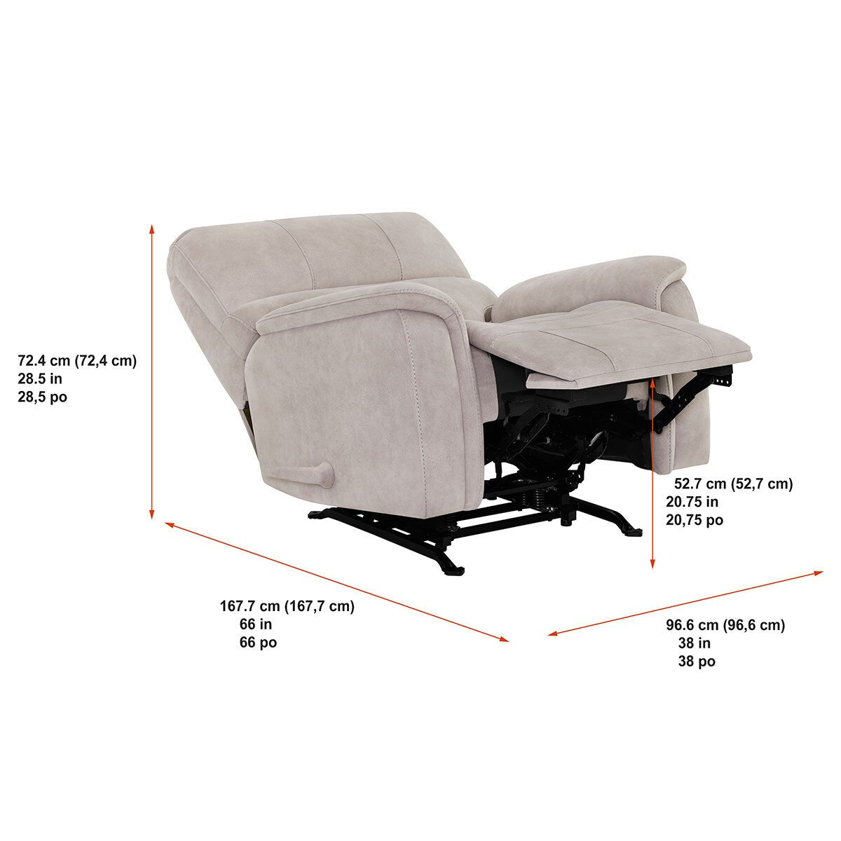 True Innovations Hayden Beige Fabric Manual Recliner Armchair Rocker Chair