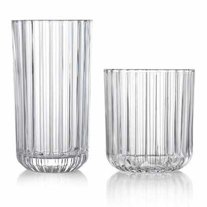 King Crystal Lotus Glassware Drinkware Set 16pc Highball Tumbler Blue 405ml
