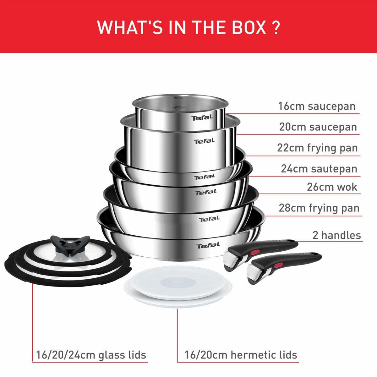 Tefal Ingenio Emotion 13 Piece Cookware Pan Set Induction Dishwasher Safe
