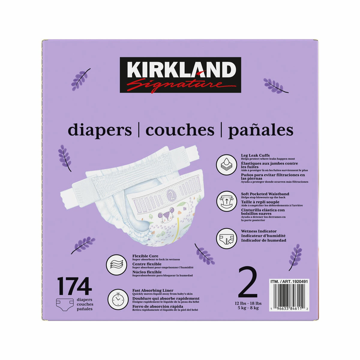 Kirkland Signature Nappies Size 2 5-8kg Hypoallergenic 174 Pack Bulk Buy