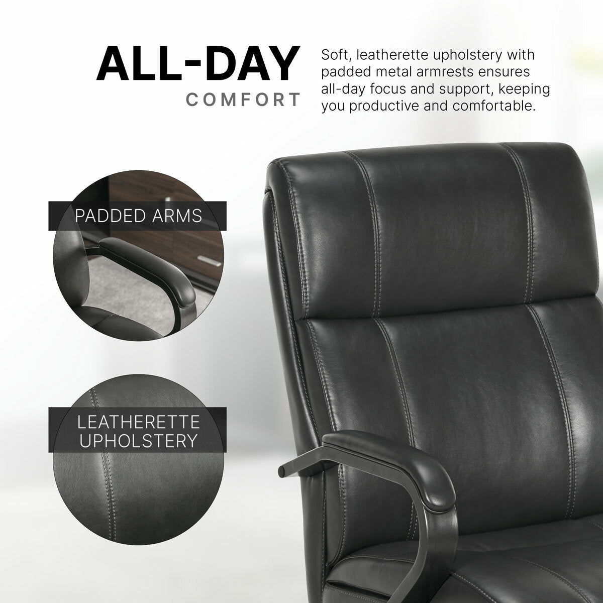 True Innovations Mid Back Manager Office Chair Grey Memory Foam PU Leather