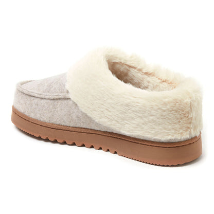 Dearfoams Ladies Felted Toe Clog Slippers Small Meidum Large / Oat & Grey