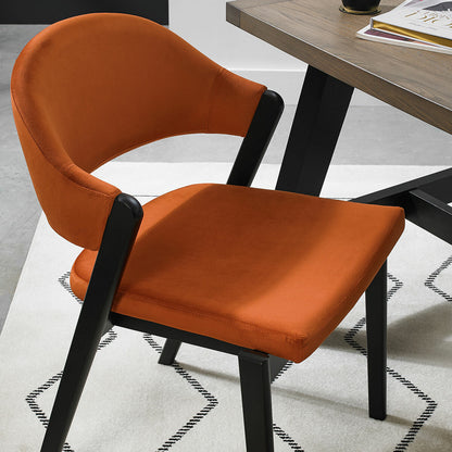Bentley Designs Camden Rust Velvet Dining Chair Upholstered Beech 2 Pack