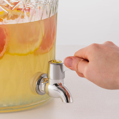 Kilner Diamond Glass Drinks Dispenser 8 Litre BPA Free Vintage Drip Free Tap