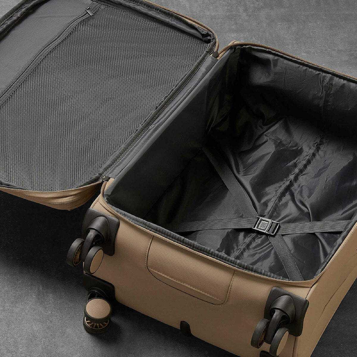 Rock Harper 3PC Softside Luggage Set Beige Expandable TSA Lock