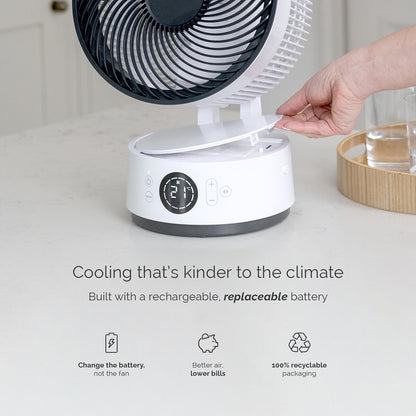 Meaco Sefte 8" Rechargeable Desktop Air Circulator Fan Cordless 12 Speed White