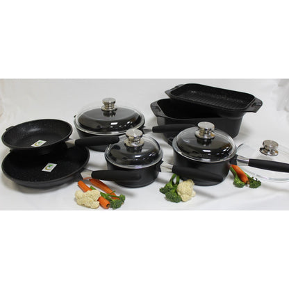 BergHOFF Eurocast 11 Piece Non-Stick Cookware Set Induction Cast Iron Black