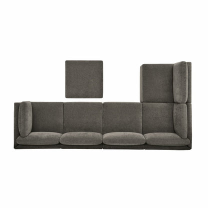 Thomasville Fallon Grey Modular Fabric Sofa 6 Piece Set Pocket Coil Ottoman