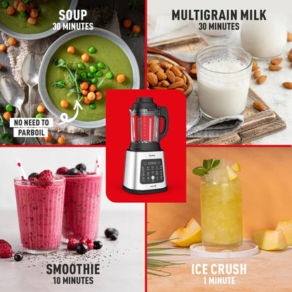 Tefal BlendForce 2 Glass Blender Soup Maker 1400W Silver BL83SD65 10 Programs