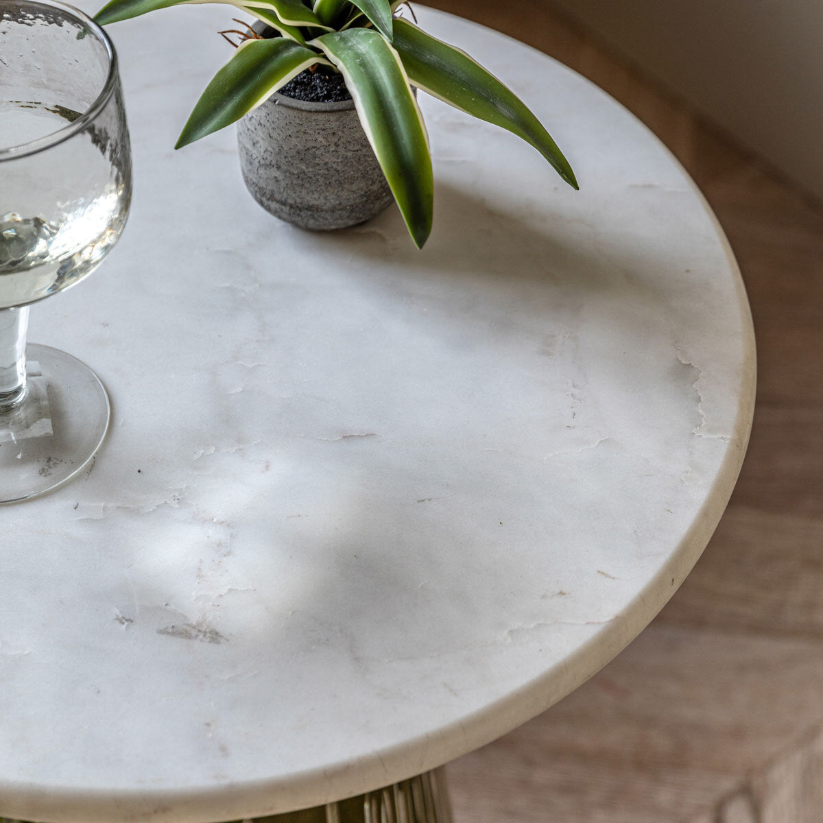 Gallery Seville Green Glass Side Table White Marble Top Gold Accent Living Room