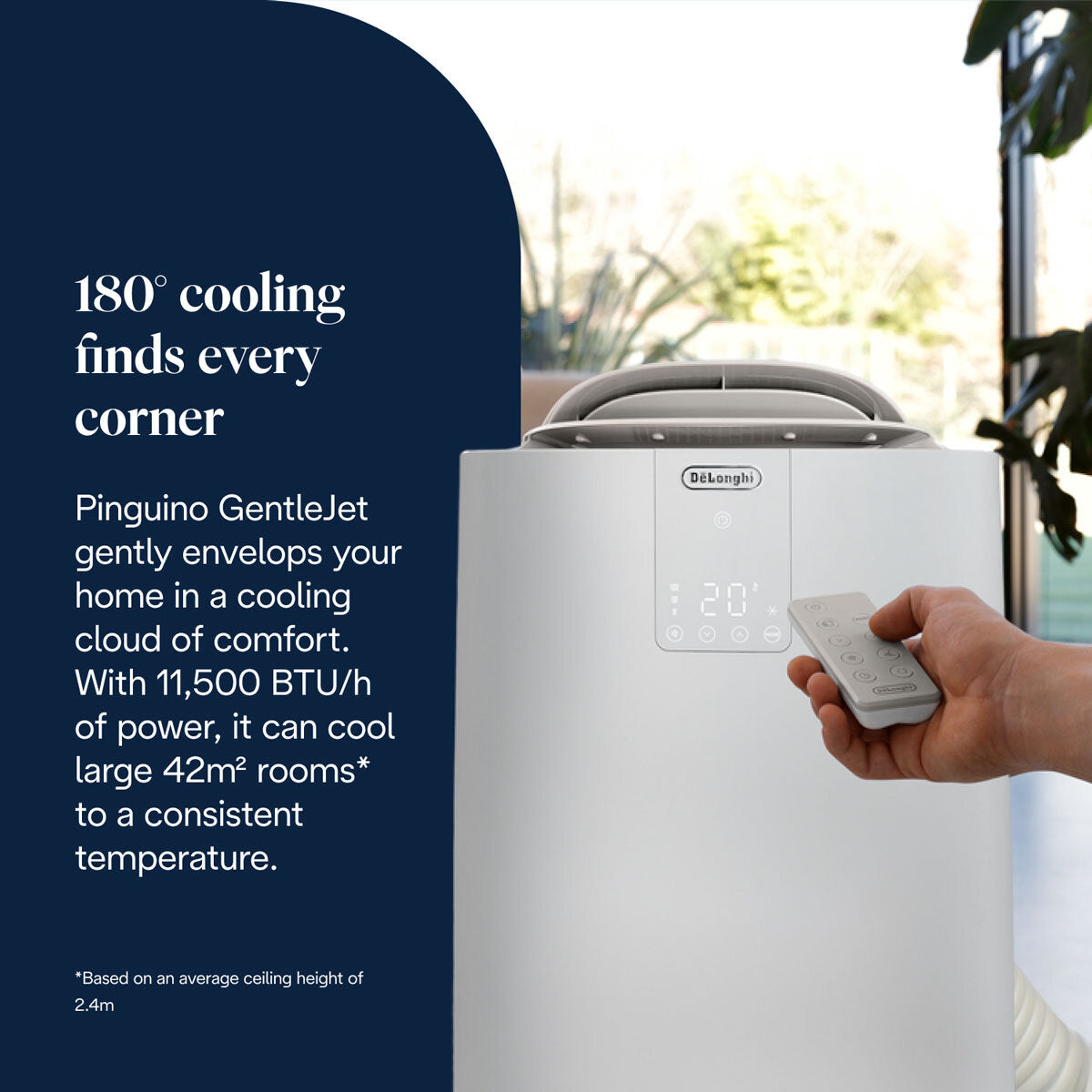 De'Longhi GentleJet AP98 Portable Air Conditioner 11500 BTU A+ White Remote