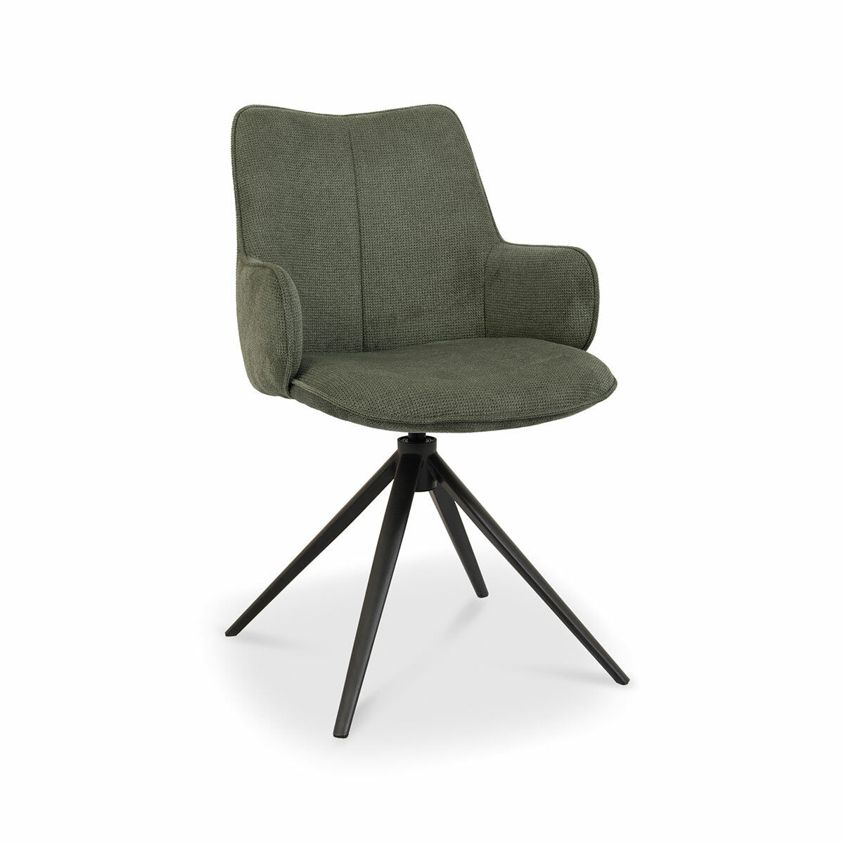 Bentley Designs Rowan Green Fabric Swivel Dining Chair 360 Self Return