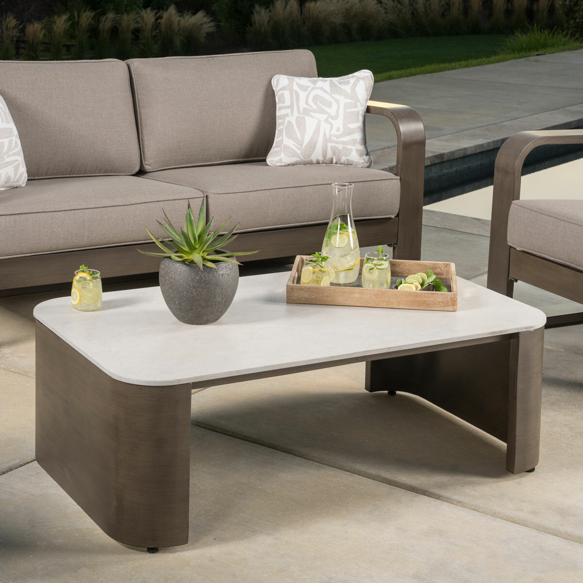 SunVilla Gibson 4PC Deep Seating Set Aluminium Sunbrella Grey Garden Sofa