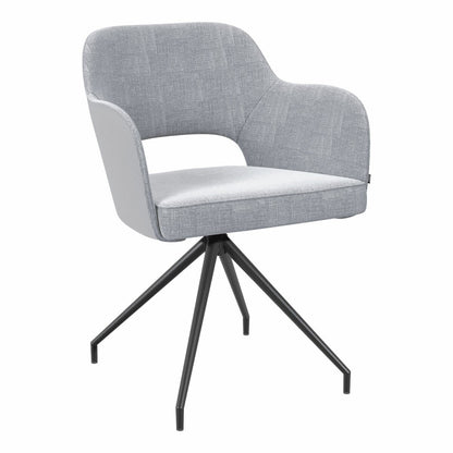 Akante Chicago Grey Swivel Dining Chair Fabric PU Kitchen Set of 2 83cm
