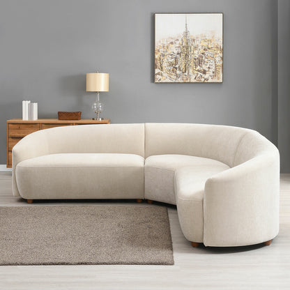 Dolen Beige Fabric 3 Piece Corner Sofa Pocket Coil Sinuous Spring Lounge Suite