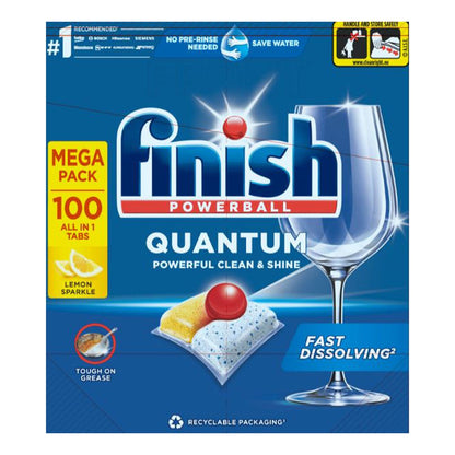 Finish Quantum Powerball Lemon Dishwasher Tablets 200 Pack Bulk Buy Refill