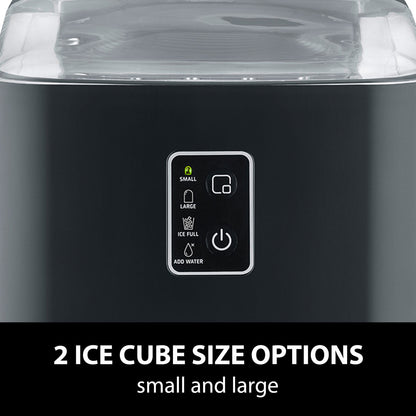 Caso IceChef Compact Ice Cube Maker 1L Tank 500g/Hr Two Sizes Black 26.5cm